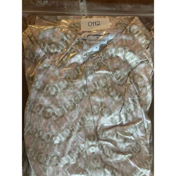 Foxcroft Womens Sz 14 Heritage Non-Iron 100% Cotton Pamela Chevron 3/4 Sleeve - Picture 10 of 11